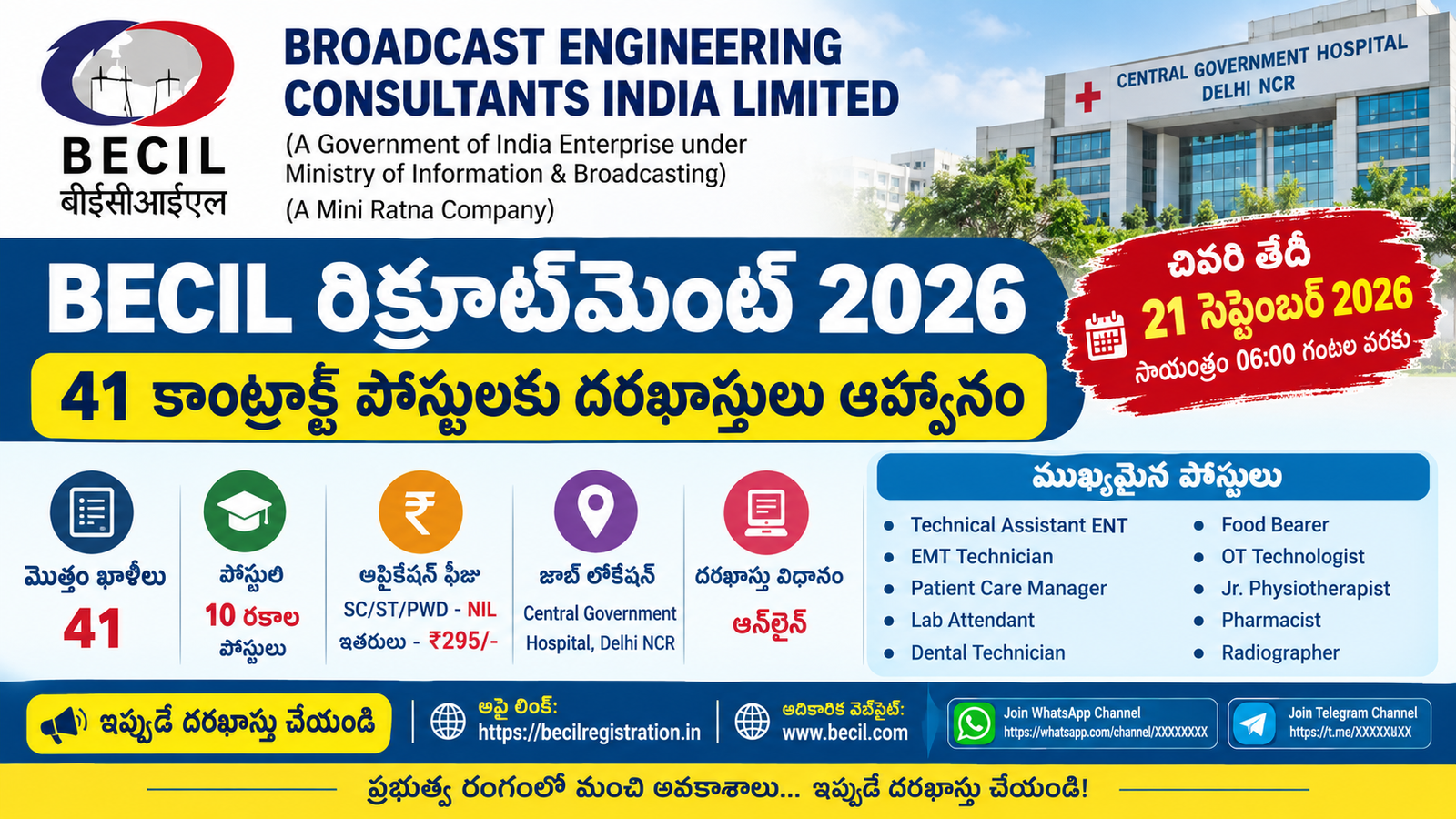 BECIL Recruitment 2026 Apply Online for 41 Posts