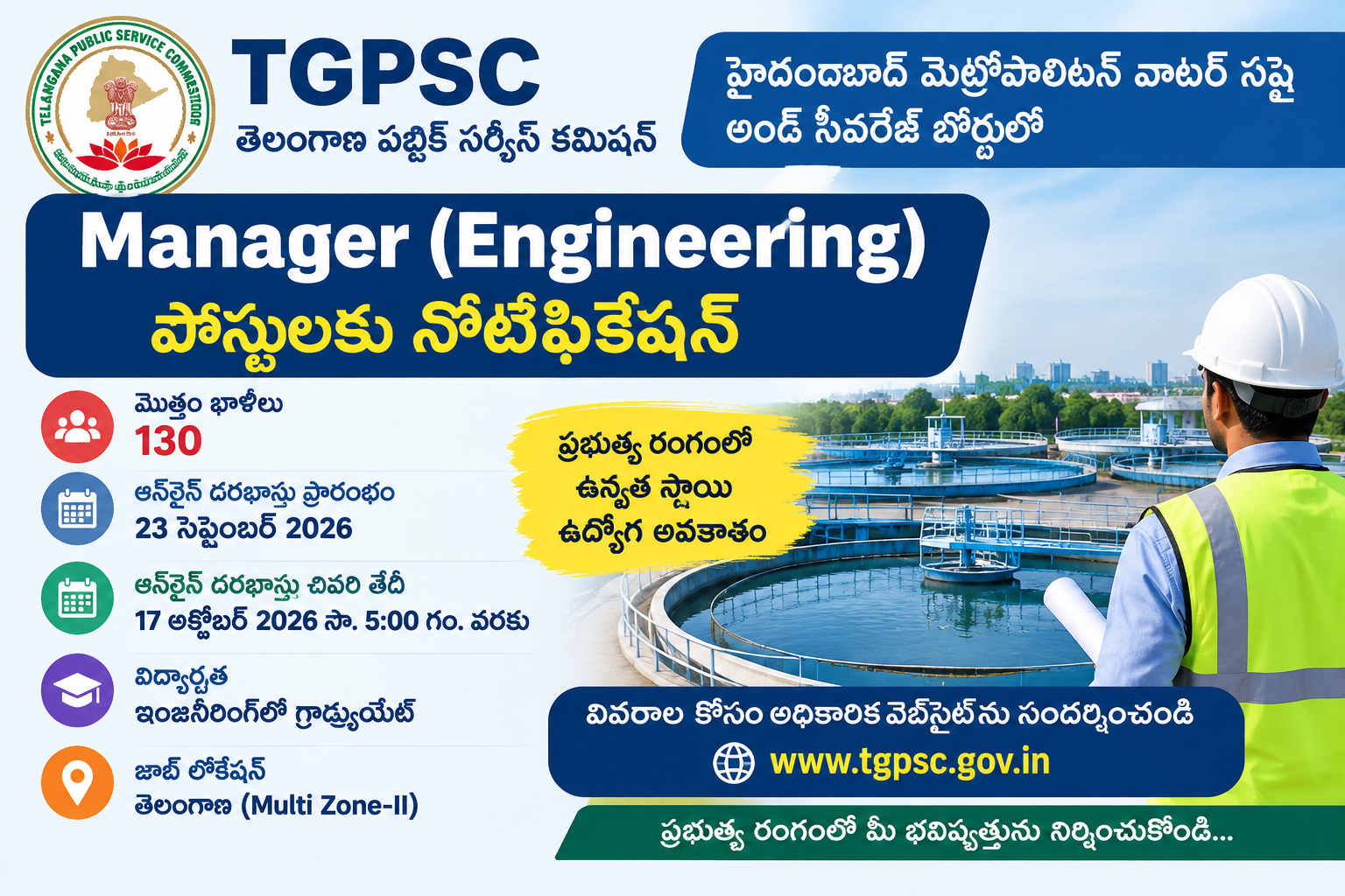 TGPSC Manager Engineering Recruitment 2026 Apply Online for 130 Posts